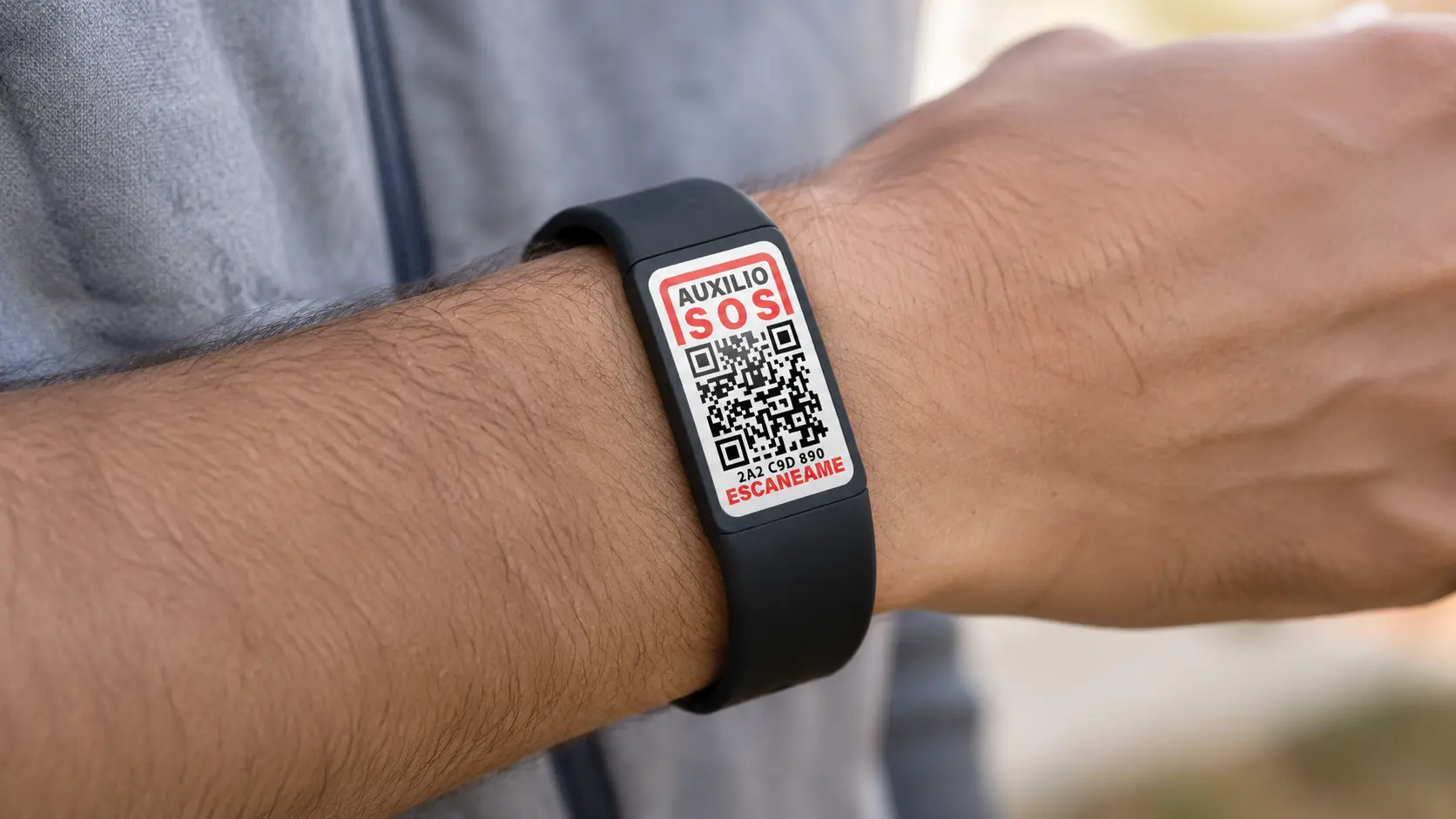 Pulsera Auxilio SOS con QR